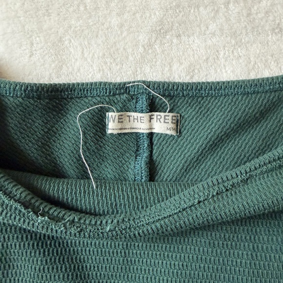 We The Free Deep Teal Waffle Knit Pullover - Picture 3 of 3